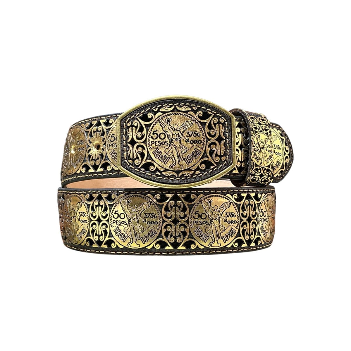 CINTURON LASER CUADRA ORO/PLATA 50MM